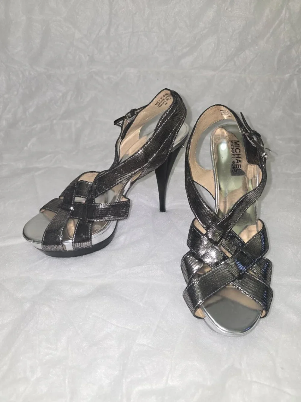 Silver Strappy Heels - MICHAEL by Michael Kors